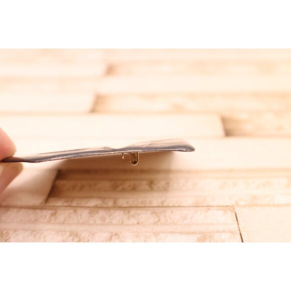 Vintage Face Mask Design Brooch Pin Abstract Black Enamel MCM Ethnic Art Deco - Picture 6 of 9